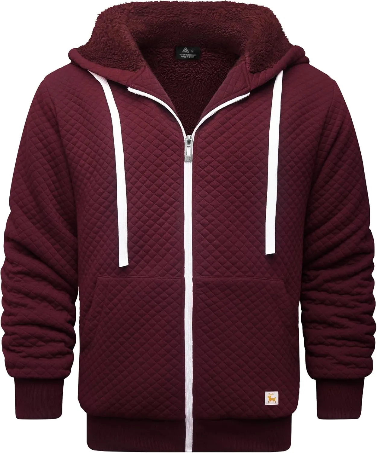 GEEK LIGHTING Mens Fleece Lined Hoodies Zip Up Waffle Knit Thicken Hooded Sweatshirts Winter Jackets