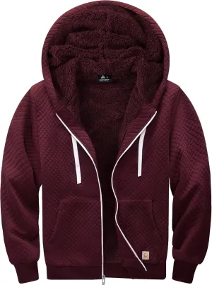 GEEK LIGHTING Mens Fleece Lined Hoodies Zip Up Waffle Knit Thicken Hooded Sweatshirts Winter Jackets
