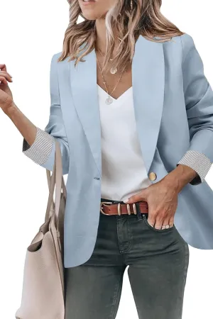 Genhoo Blazer Jackets for Women Open Front Long Sleeve Work Office Casual Blazers with Pockets S-2XL