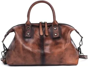 Genuine Leather Tote Bag for Women  Large Capacity Office Purse with Zipper, Adjustable Strap, Hand-Carried