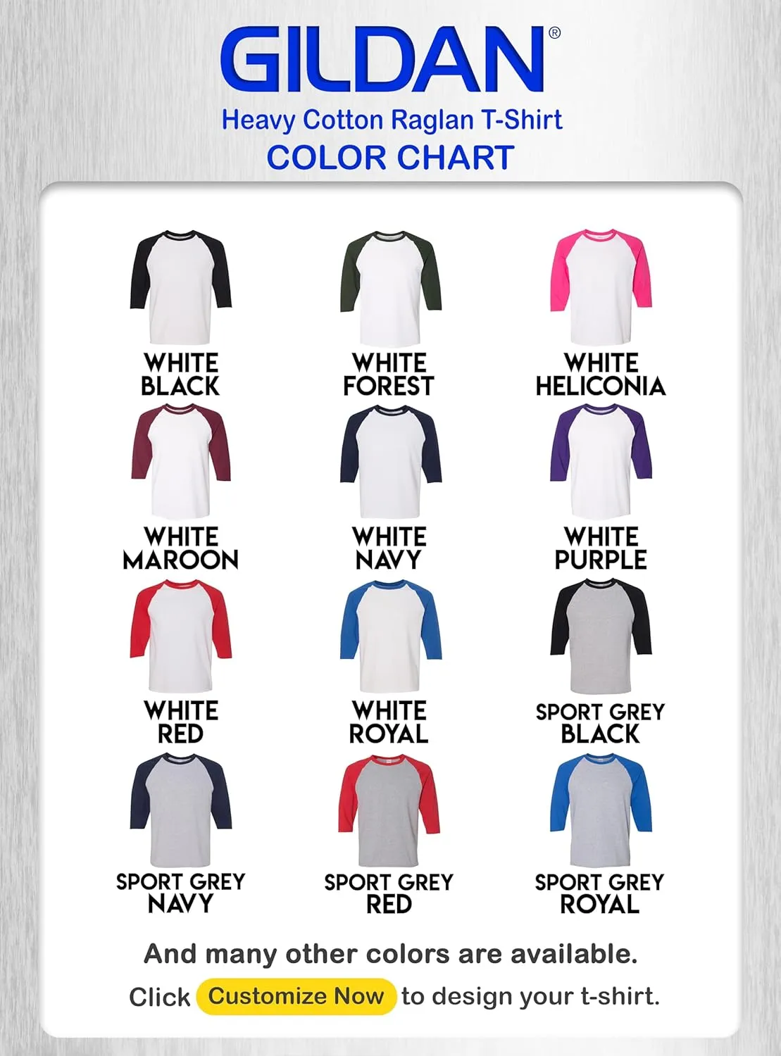 Gildan G570 3/4-Sleeve Raglan T-Shirts, Bulk Undershirts for Men Multipack - Create Color Pack Men 5700 Cotton Shirt