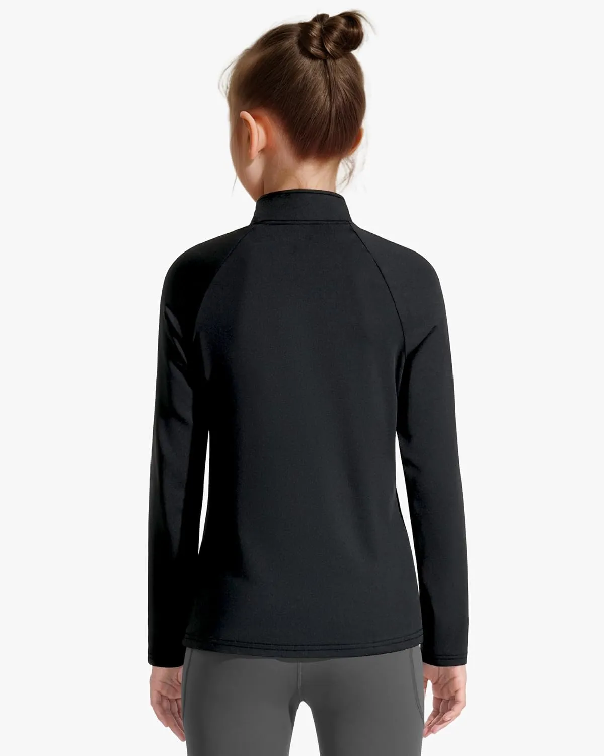 Girls Long Sleeve Shirts Quick Dry Athletic Tops Quarter Zip Pullover Kids Teens Sportswear for Golf Yoga Tennis 5-14 Years