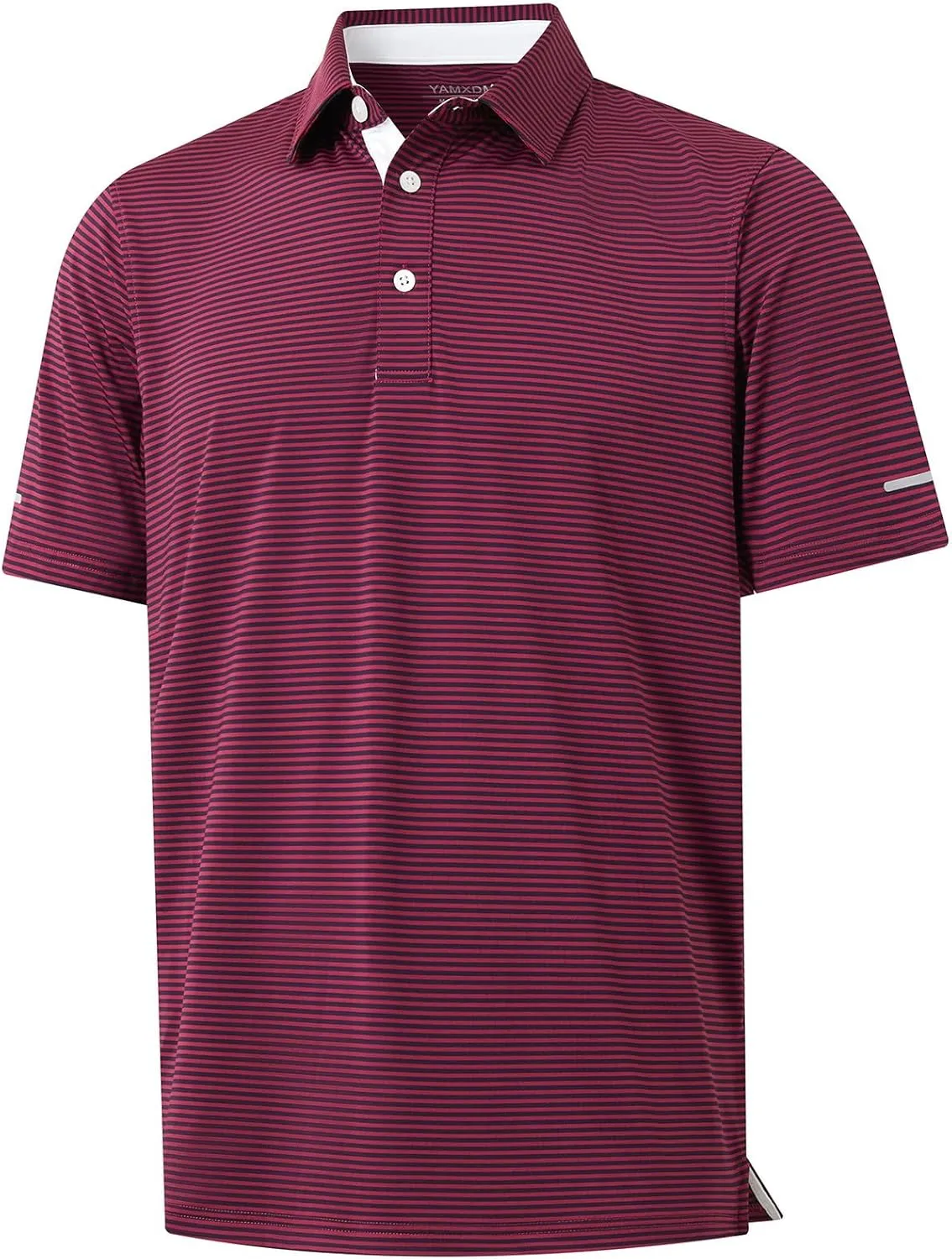 Golf Shirts for Men - Moisture Wicking Short Sleeve Performance Sport Casual Striped Collared Mens Polo Shirt