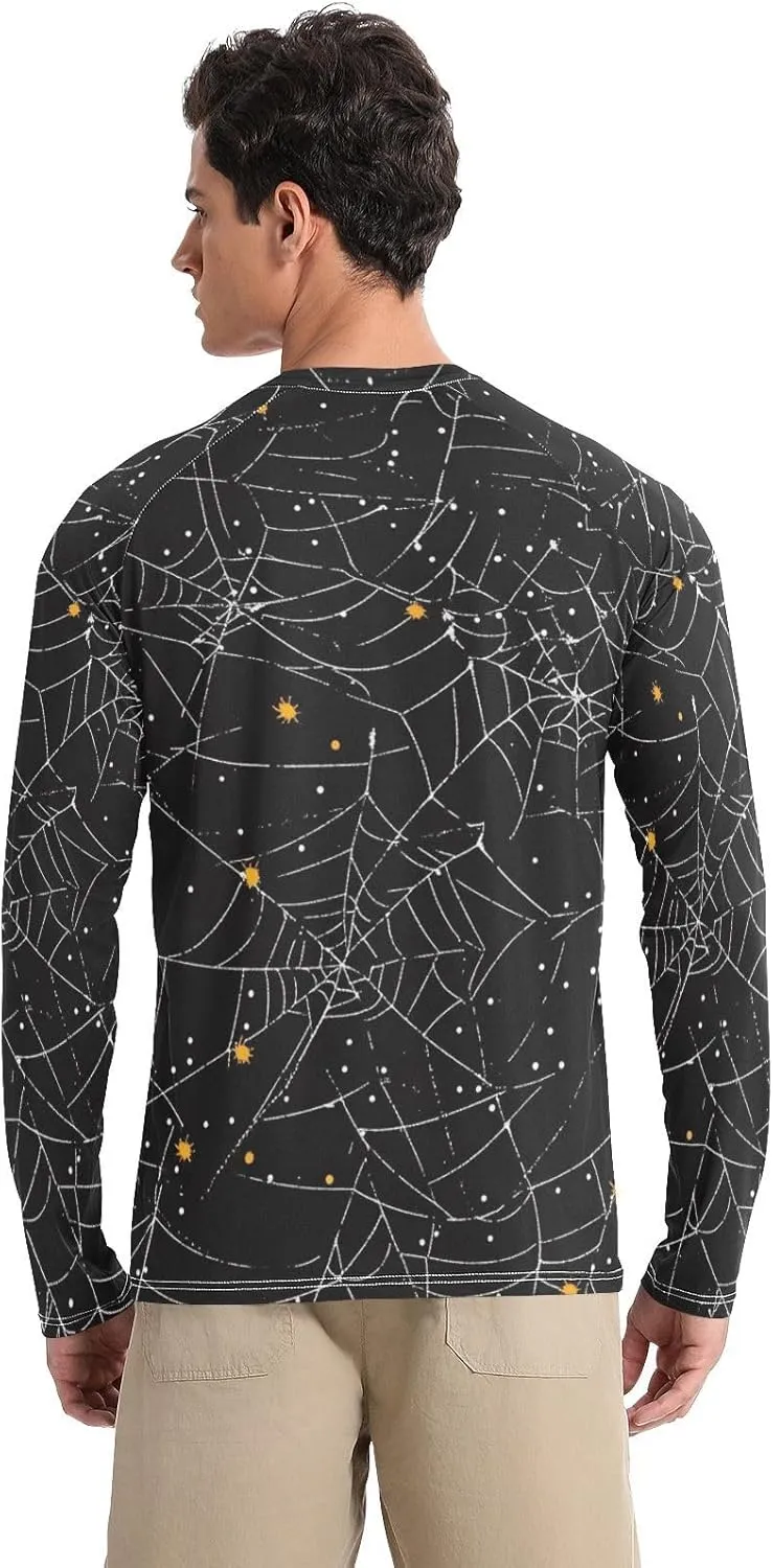 Gradient Iridescent Glitter Men's Sun Protection Shirts UPF 50  Long Sleeve Rash Guard Swim Beach Shirt Quick Dry