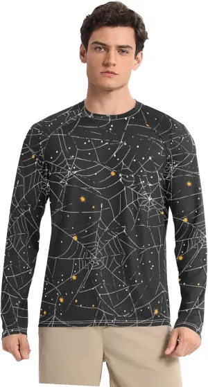 Gradient Iridescent Glitter Men's Sun Protection Shirts UPF 50  Long Sleeve Rash Guard Swim Beach Shirt Quick Dry
