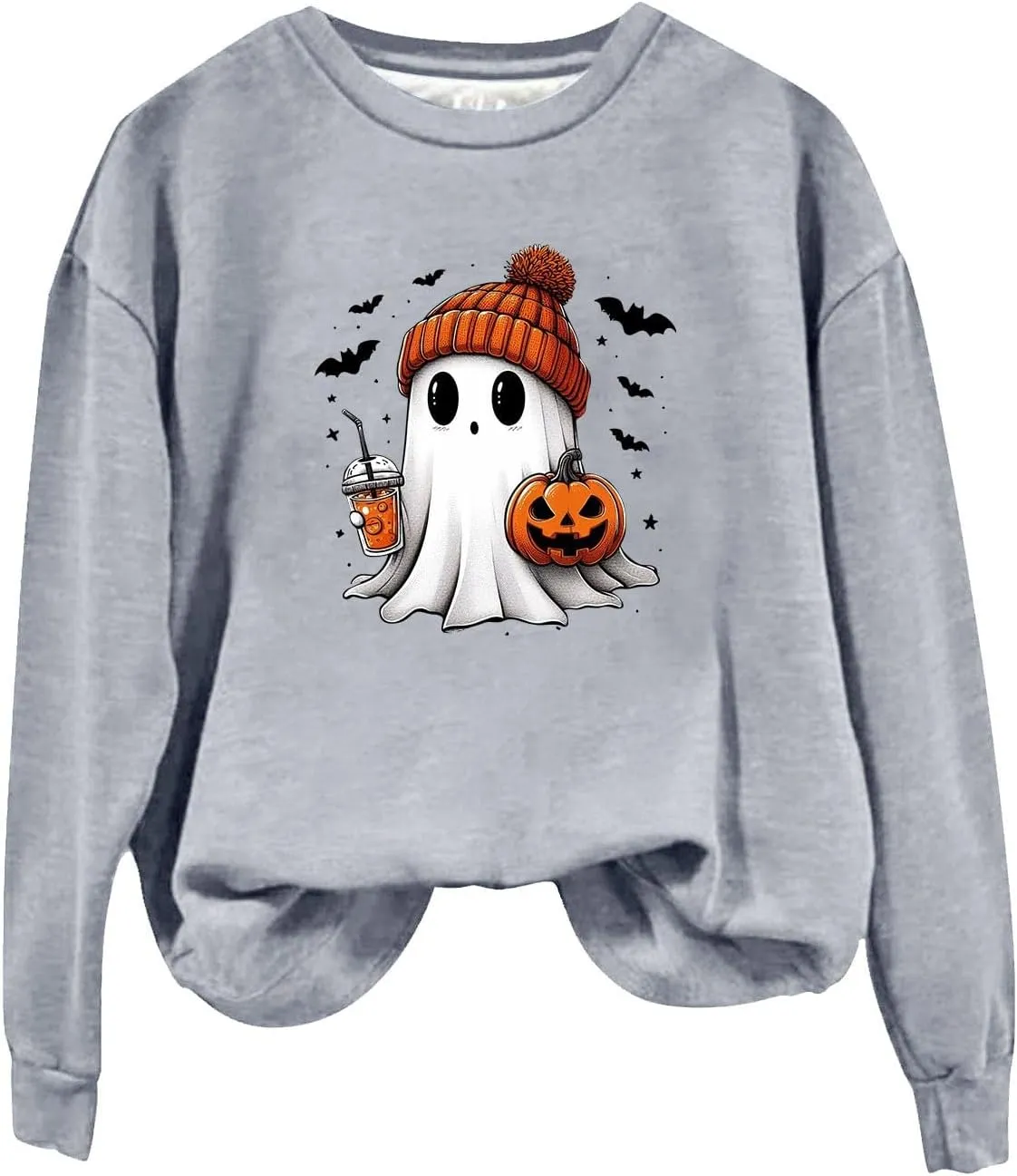 Halloween Sweatshirt for Women Cute Ghost Graphic Pullover Tops Funny Novelty Pumpkin Print Crewneck Sweatshirts