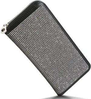 HANDBAG EXPRESS Bling Rhinestone Zip Around Wallet for Women Purse (7345 Black)