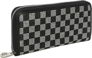 HANDBAG EXPRESS Bling Rhinestone Zip Around Wallet for Women Purse (7355 Black)
