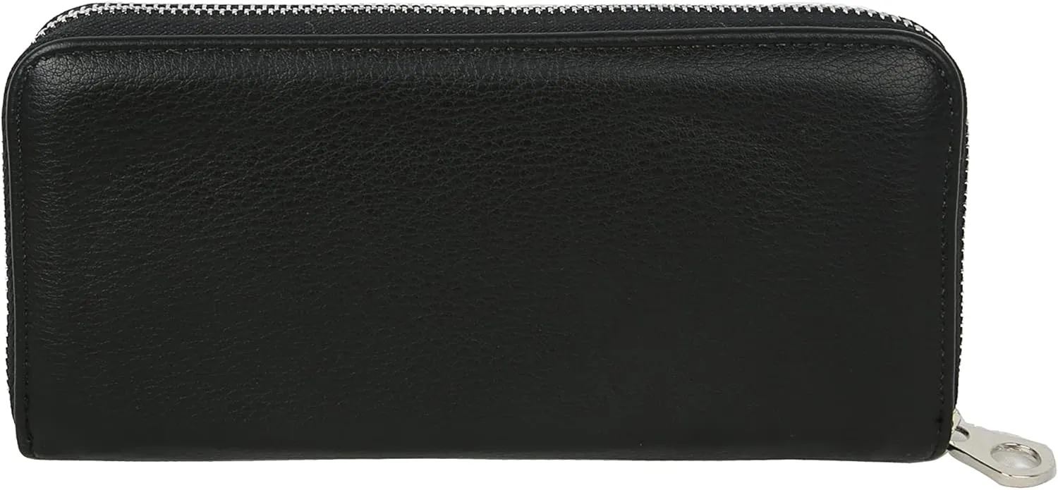 HANDBAG EXPRESS Bling Rhinestone Zip Around Wallet for Women Purse (7355 Black)