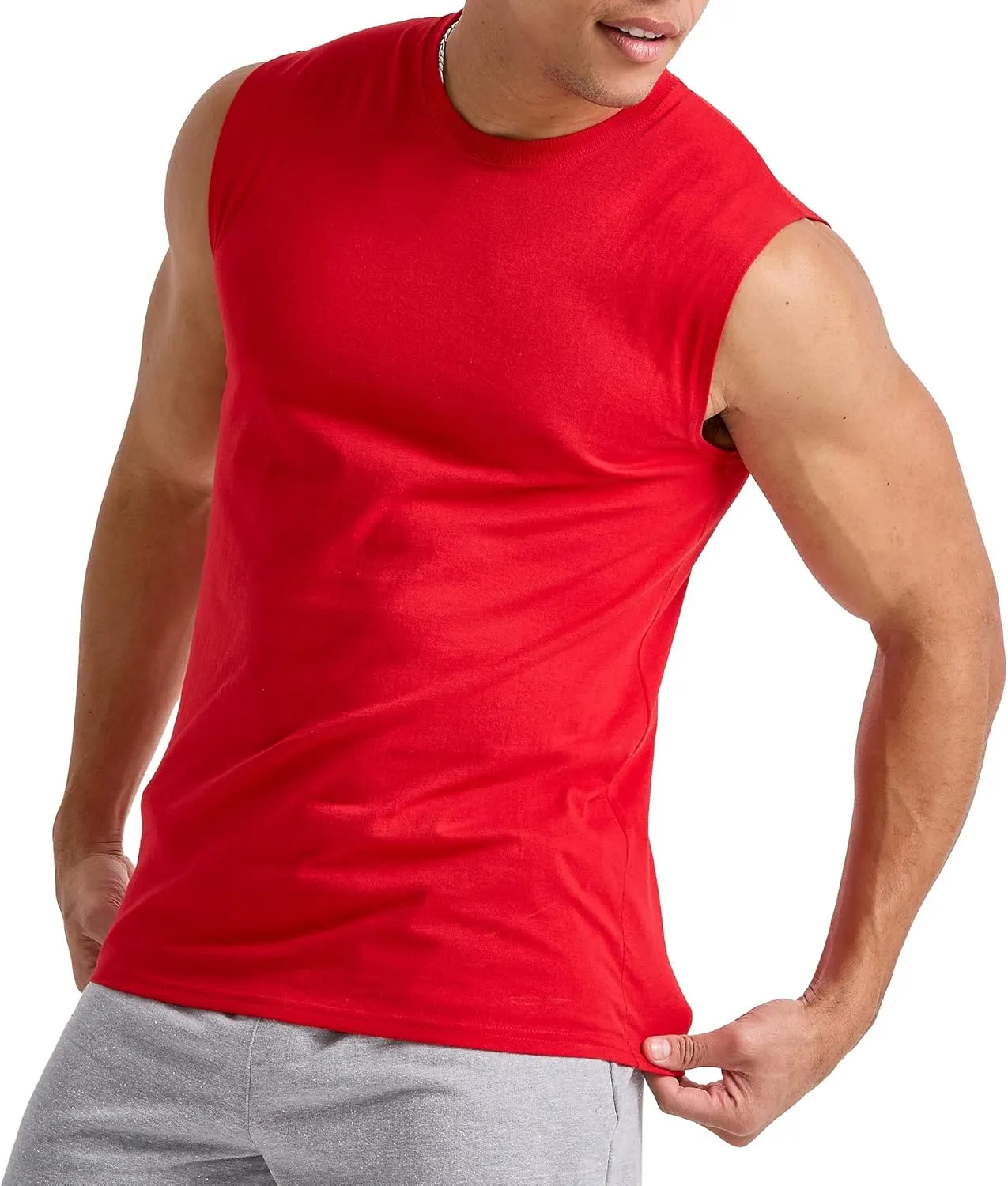 Hanes Men's Essentials Midweight T Pack, Cotton Muscle Tank Shirts, 3-Pack