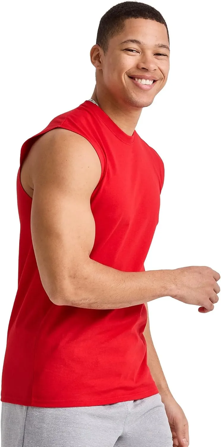 Hanes Men's Essentials Midweight T Pack, Cotton Muscle Tank Shirts, 3-Pack