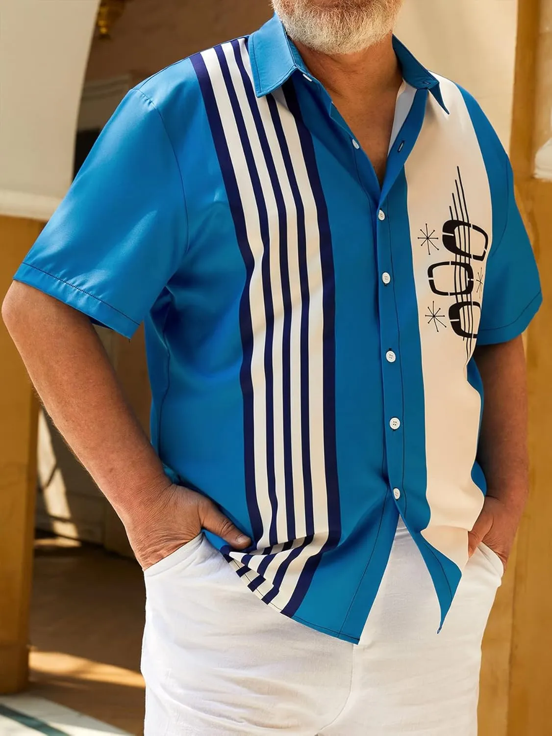 Hardaddy Men's Vintage Bowling Shirt Short Sleeve Button Down Hawaiian Summer Beach Printed Casual Shirts