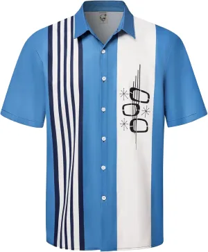 Hardaddy Men's Vintage Bowling Shirt Short Sleeve Button Down Hawaiian Summer Beach Printed Casual Shirts