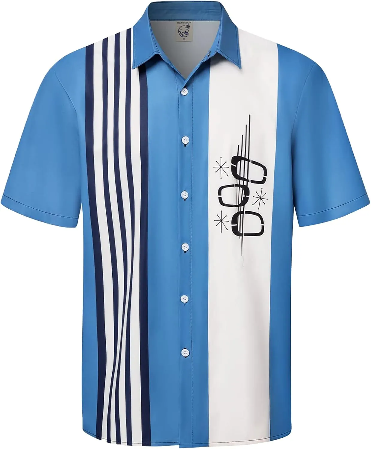Hardaddy Men's Vintage Bowling Shirt Short Sleeve Button Down Hawaiian Summer Beach Printed Casual Shirts