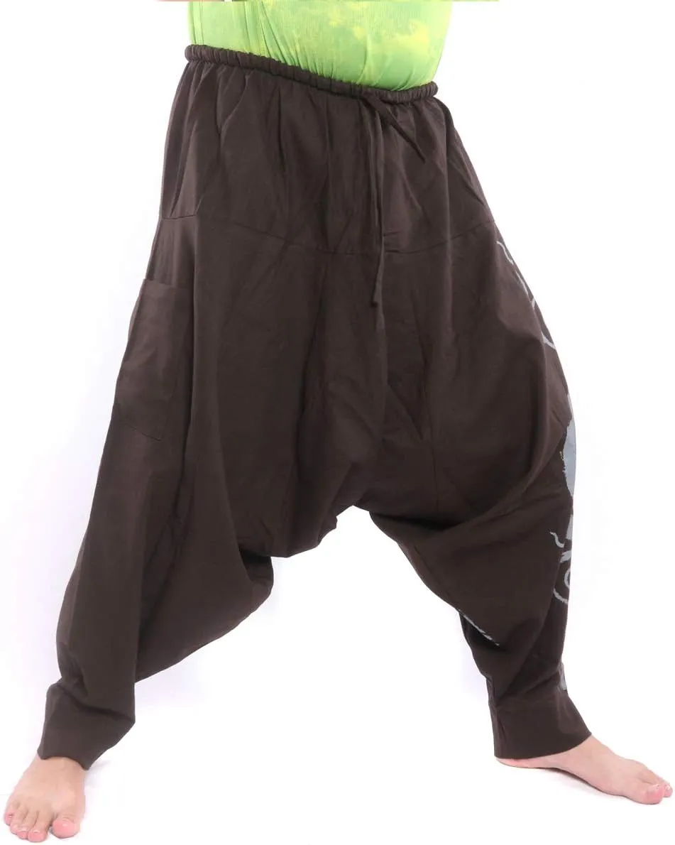 Harem Pants  Cotton One Size, Unisex Boho Aladdin Baggy Trousers for Men & Women  Hippie Lounge Chic