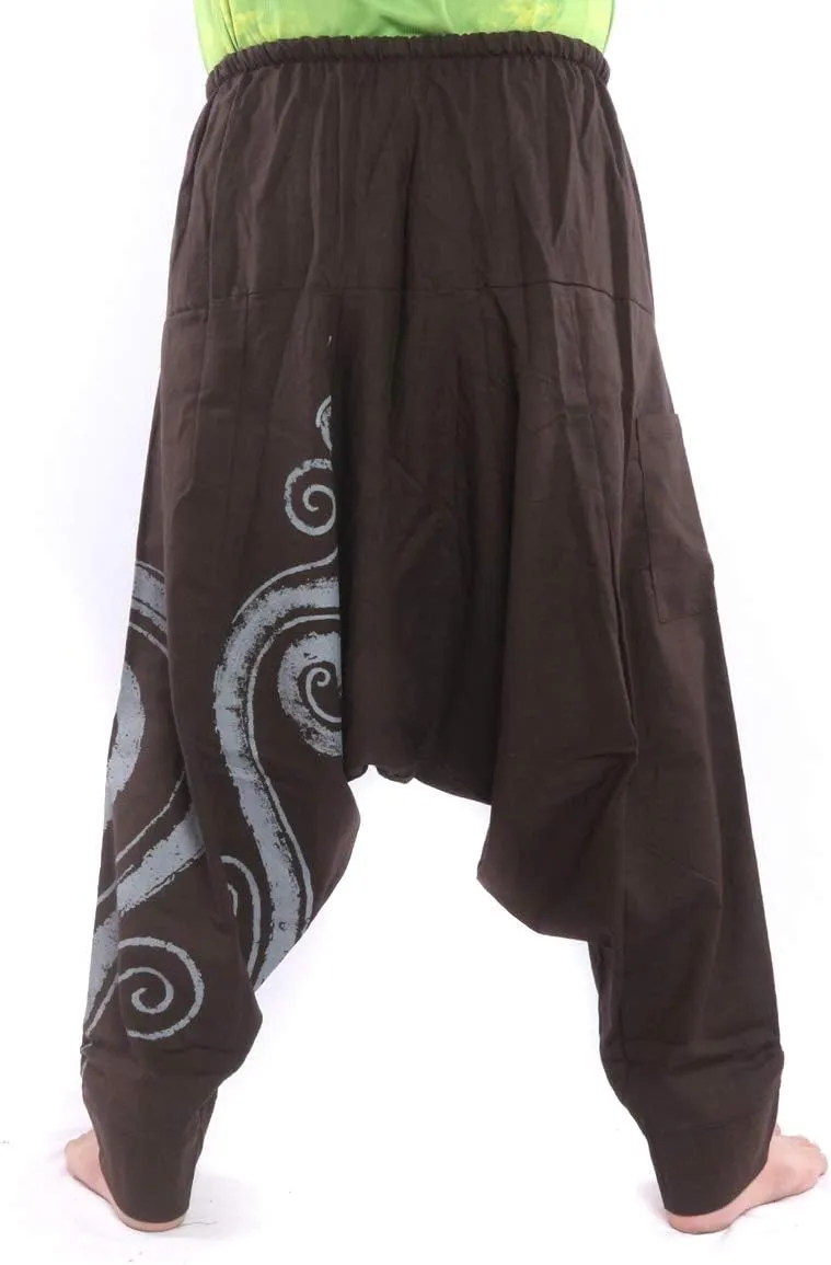 Harem Pants  Cotton One Size, Unisex Boho Aladdin Baggy Trousers for Men & Women  Hippie Lounge Chic