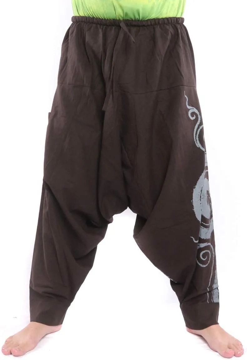 Harem Pants  Cotton One Size, Unisex Boho Aladdin Baggy Trousers for Men & Women  Hippie Lounge Chic