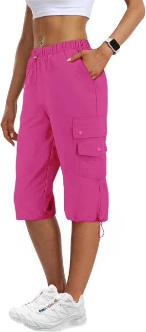 Hiking Capri Cargo Pants Women Baggy Low Rise Lightweight Summer Outdoor Casual Loose Style with 6 Pockets