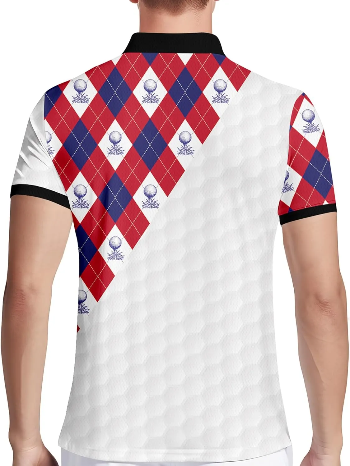 HIVICHI Golf Shirts for Men Funny Hawaiian Crazy Print Mens Polo Shirt