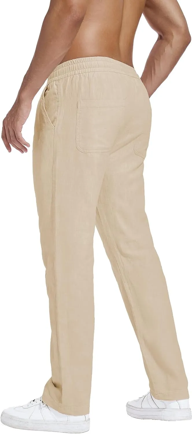Hoerev Linen Cotton Casual Trousers - Breathe Easy with Lightweight Beach Shore Pants