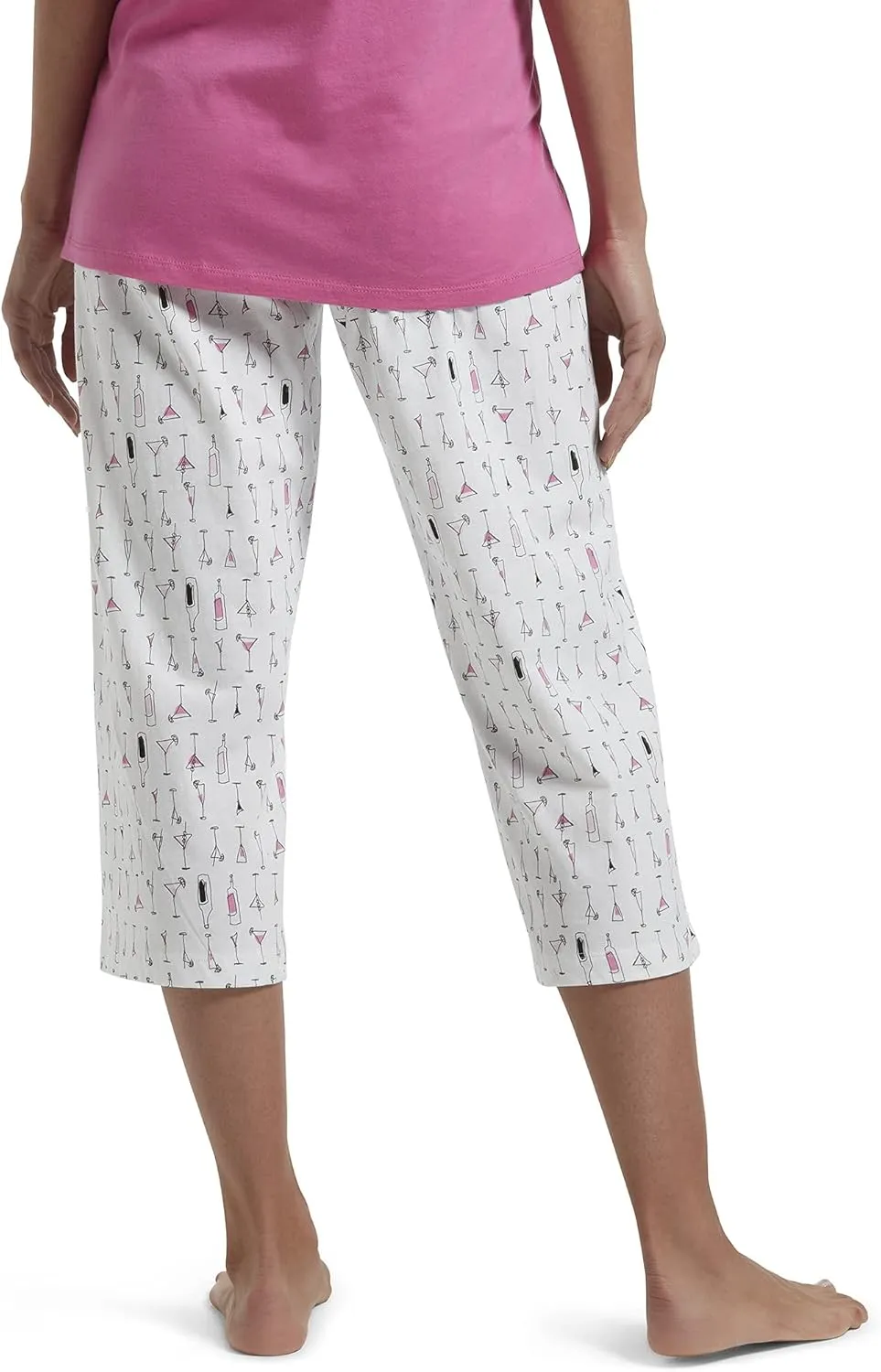 HUE womens Basic Printed Knit Capri Pajama Sleep Pant, Made With Temperature Control Technology