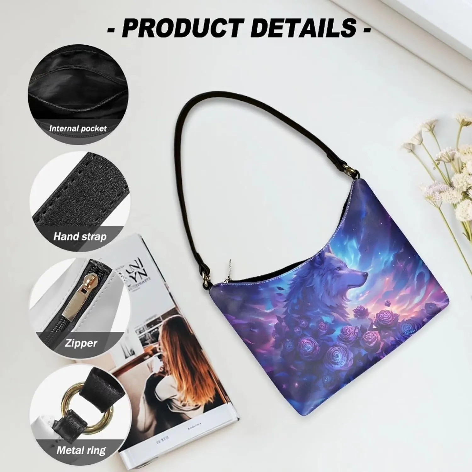 HUGS IDEA Shoulder Bag for Women Small Clutch Purse Mini Handbags PU Leather Underarm Bag
