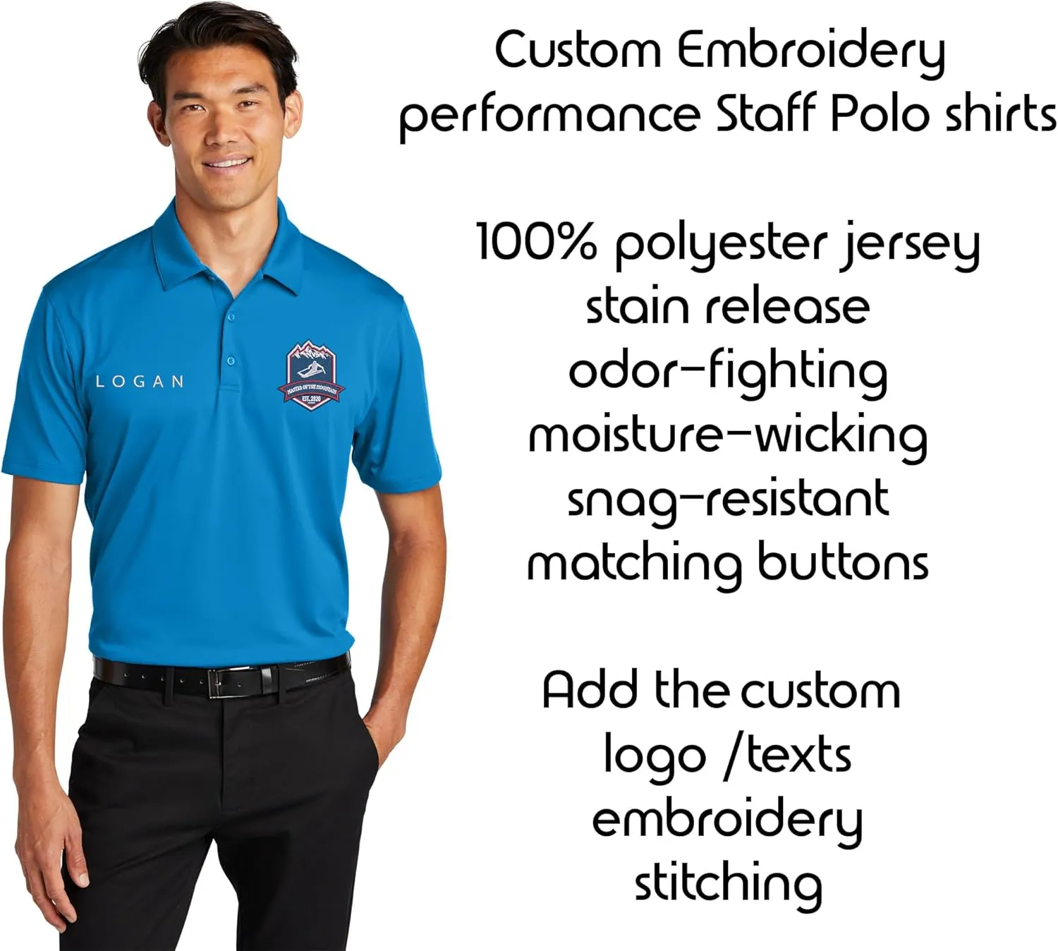 INK STITCH Men K398 Custom Embroidery Add Logo Texts Staff Performance Polo Shirts