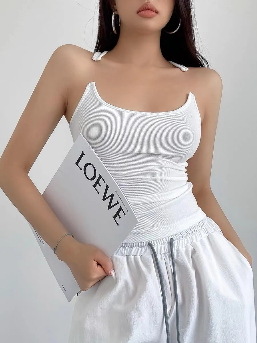 Invisible Strap Tank Tops Y2k Aesthetic Sexy Tank Tops for Women Thin Strap Tank Tops