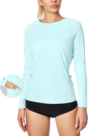 IUGA Rash Guard for Women UPF 50  SPF UV Protection Long Sleeve Workout Tops with Pockets Dry Fit Hiking Swim Shirt