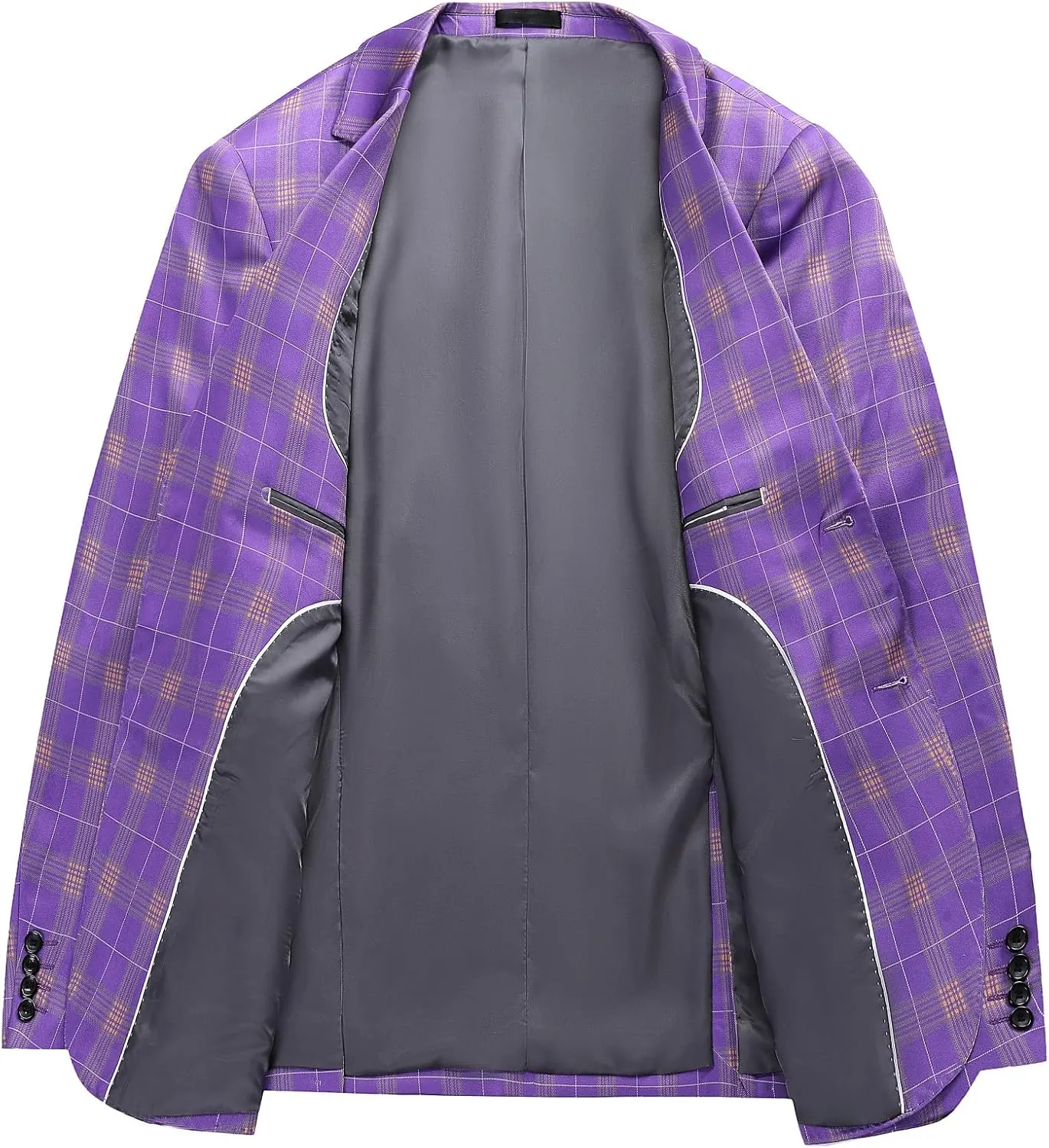 Iynnijoy Men's Plaid Blazer Casual Sports Coat Slim Fit Plaid Suit Jackets for Party Wedding