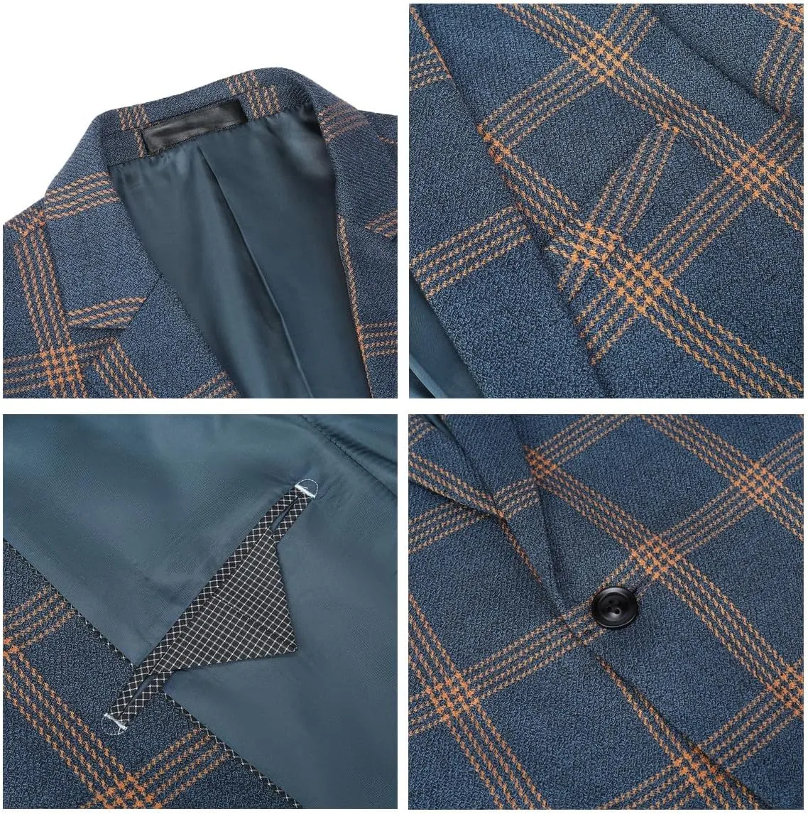 Iynnijoy Men's Plaid Blazer Casual Sports Coat Slim Fit Plaid Suit Jackets for Party Wedding