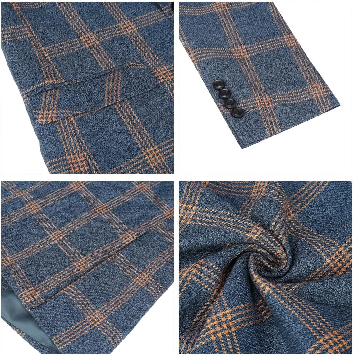 Iynnijoy Men's Plaid Blazer Casual Sports Coat Slim Fit Plaid Suit Jackets for Party Wedding