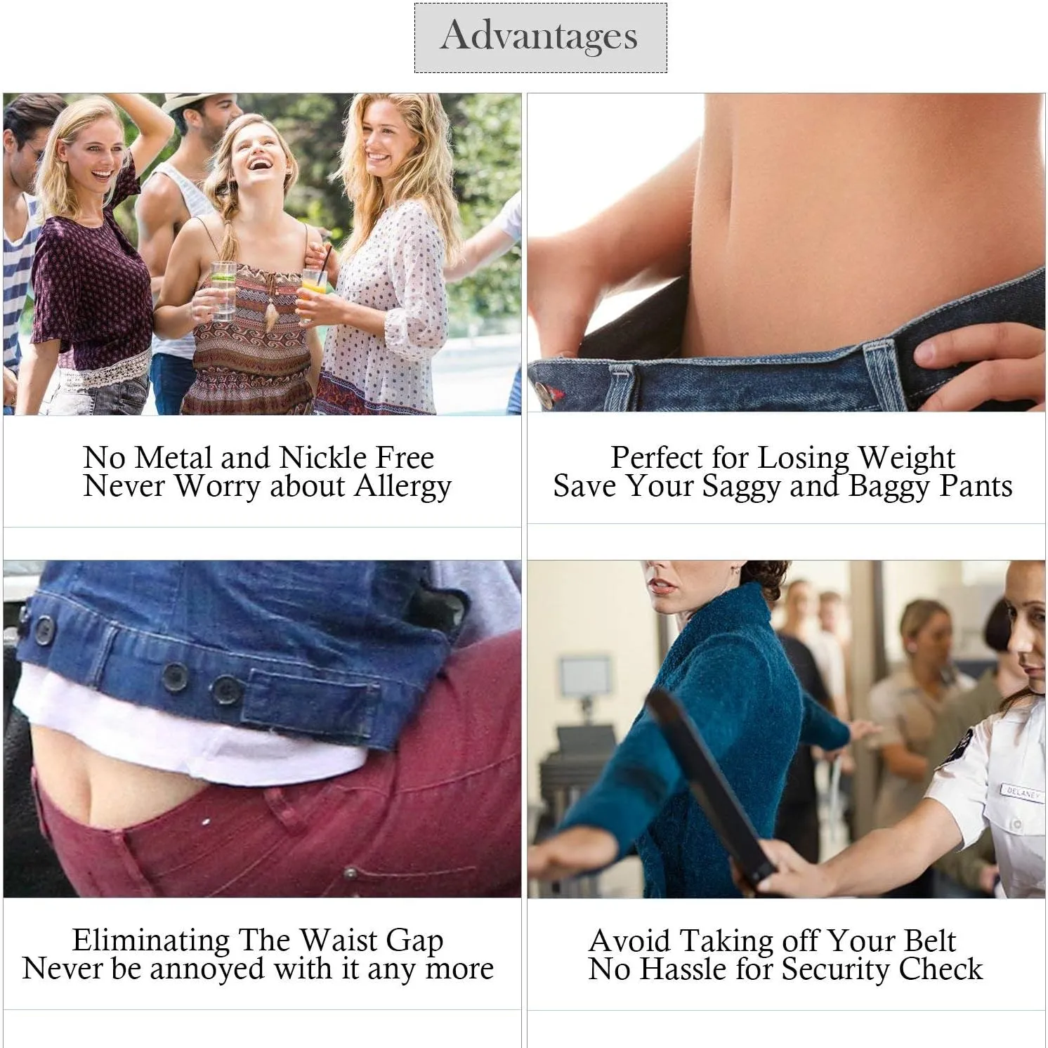 JASGOOD No Show Women Stretch Belt Invisible Elastic Web Strap Belt with Flat Buckle for Jeans Pants Dresses