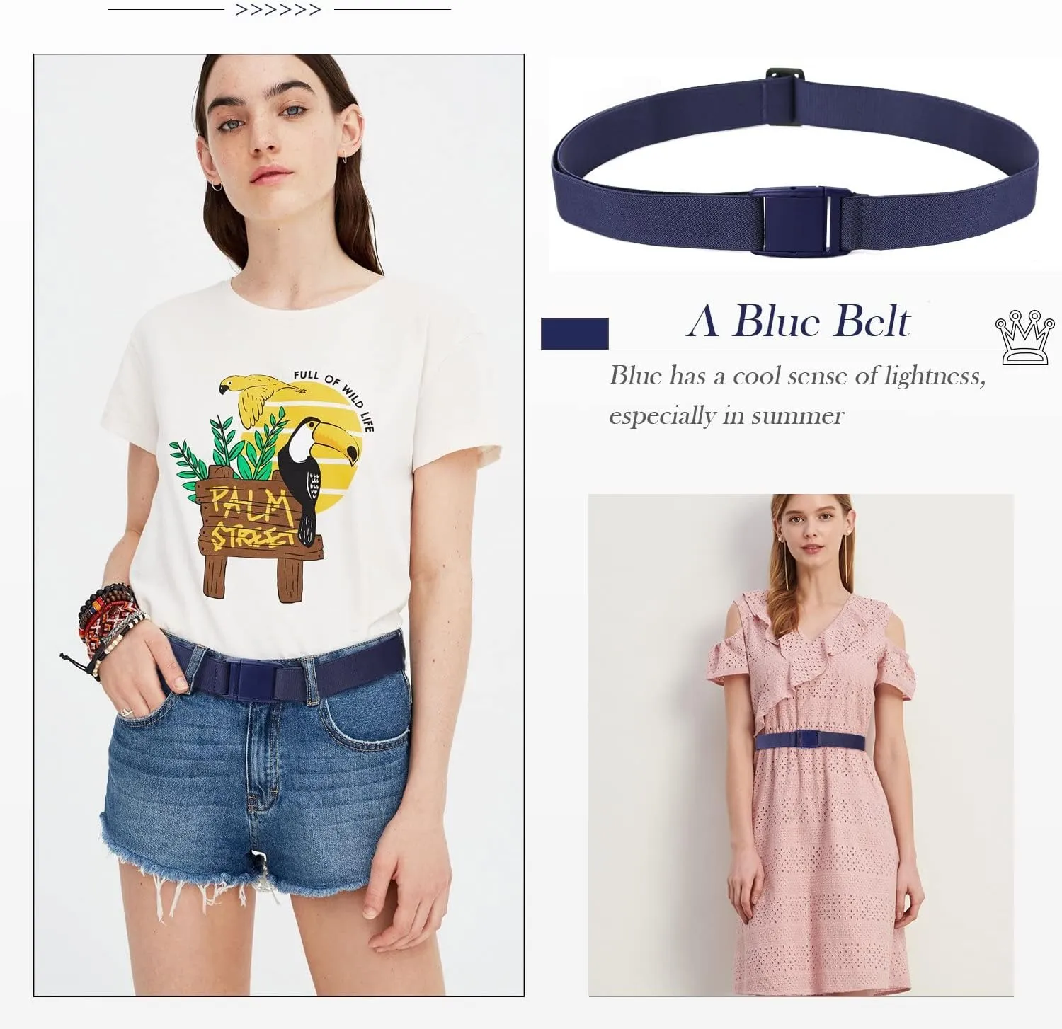 JASGOOD No Show Women Stretch Belt Invisible Elastic Web Strap Belt with Flat Buckle for Jeans Pants Dresses