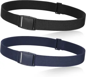 JASGOOD No Show Women Stretch Belt Invisible Elastic Web Strap Belt with Flat Buckle for Jeans Pants Dresses