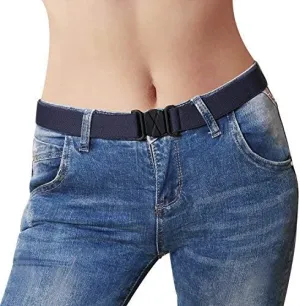 JASGOOD Women No Show Stretch Belt Flat Buckle Elastic Web Belt for Jeans Pants Dresses