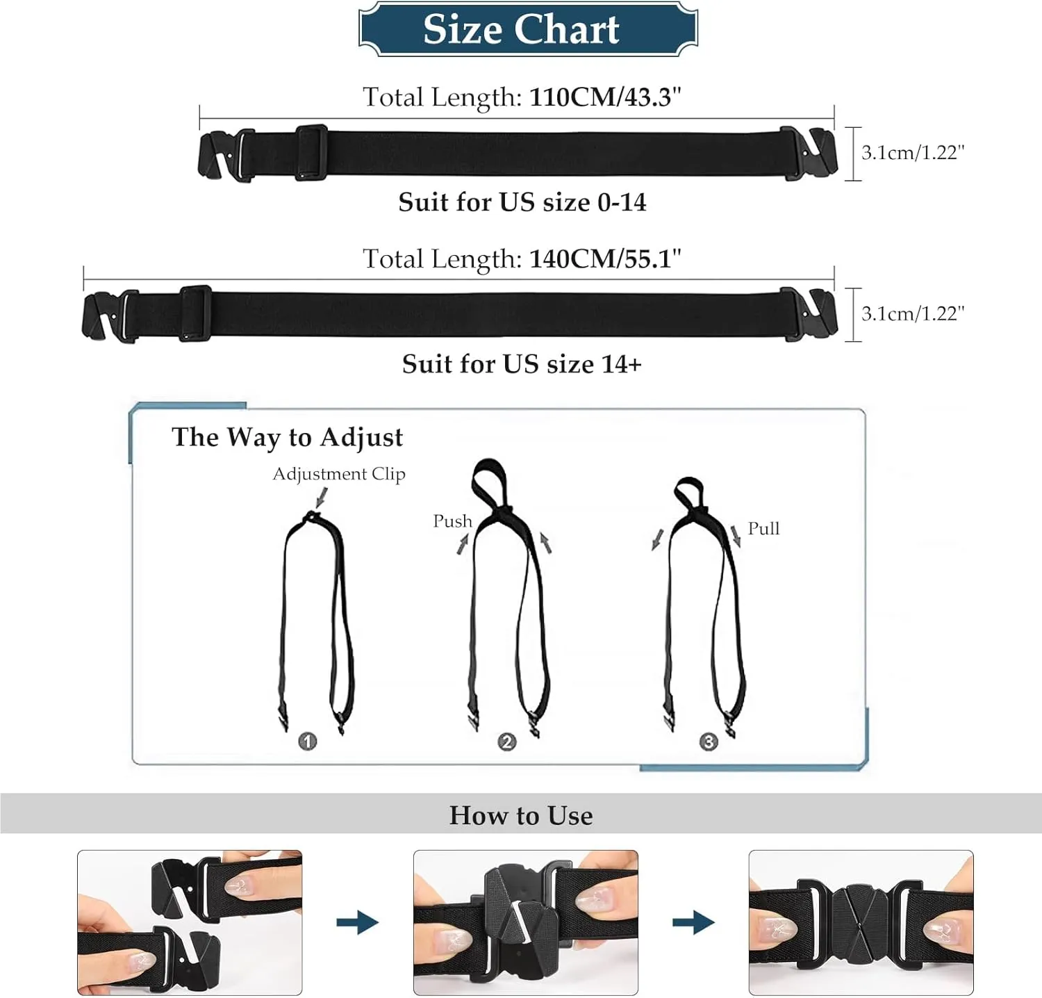 JASGOOD Women No Show Stretch Belt Flat Buckle Elastic Web Belt for Jeans Pants Dresses