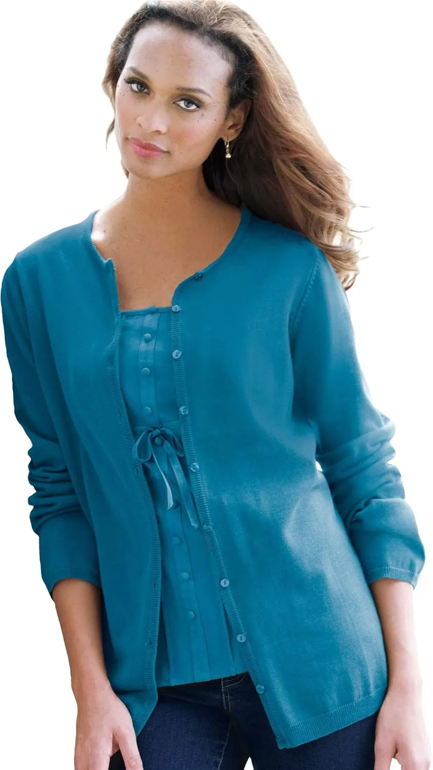 Jessica London Women's Plus Size Fine Gauge Cardigan