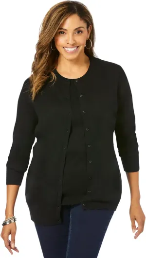 Jessica London Women's Plus Size Fine Gauge Cardigan