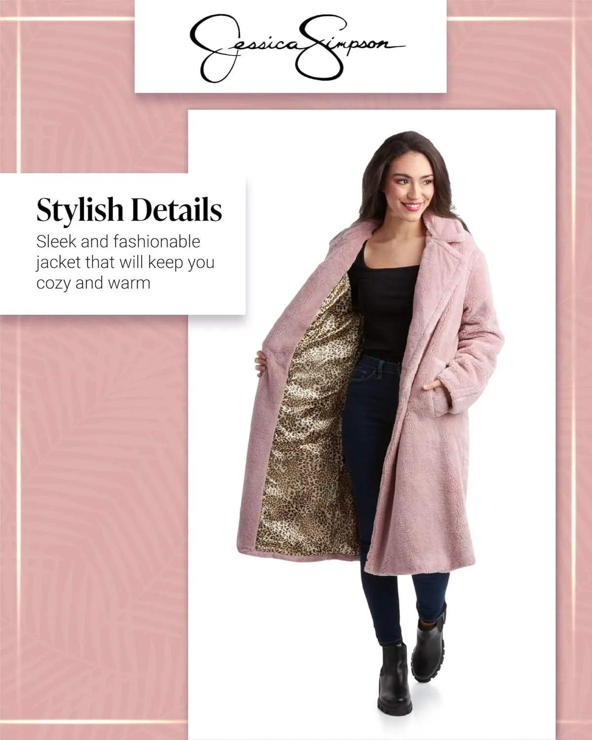 Jessica Simpson Women's Winter Coat - Full Length Single Breasted Sherpa Fleece Peacoat - Plush Teddy Coat for Women (S-XL)