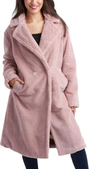 Jessica Simpson Women's Winter Coat - Full Length Single Breasted Sherpa Fleece Peacoat - Plush Teddy Coat for Women (S-XL)