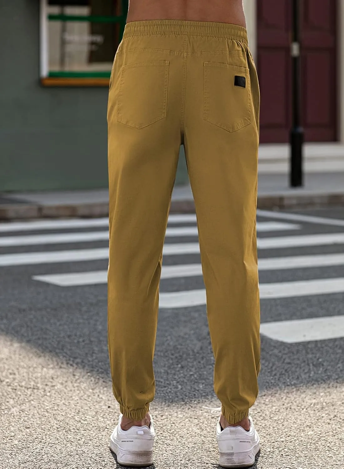 JMIERR Mens Casual Joggers Pants - Cotton Drawstring Chino Cargo Pants Hiking Outdoor Twill Track Jogging Sweatpants Pants