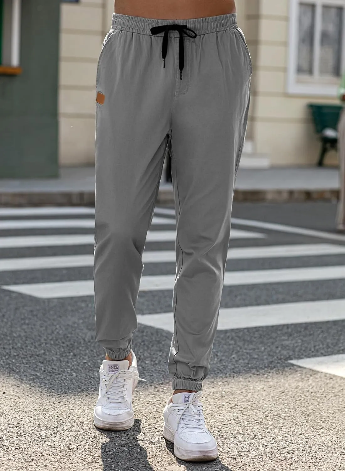 JMIERR Mens Casual Joggers Pants - Cotton Drawstring Chino Cargo Pants Hiking Outdoor Twill Track Jogging Sweatpants Pants