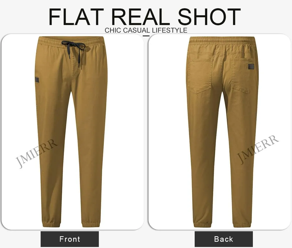 JMIERR Mens Casual Joggers Pants - Cotton Drawstring Chino Cargo Pants Hiking Outdoor Twill Track Jogging Sweatpants Pants