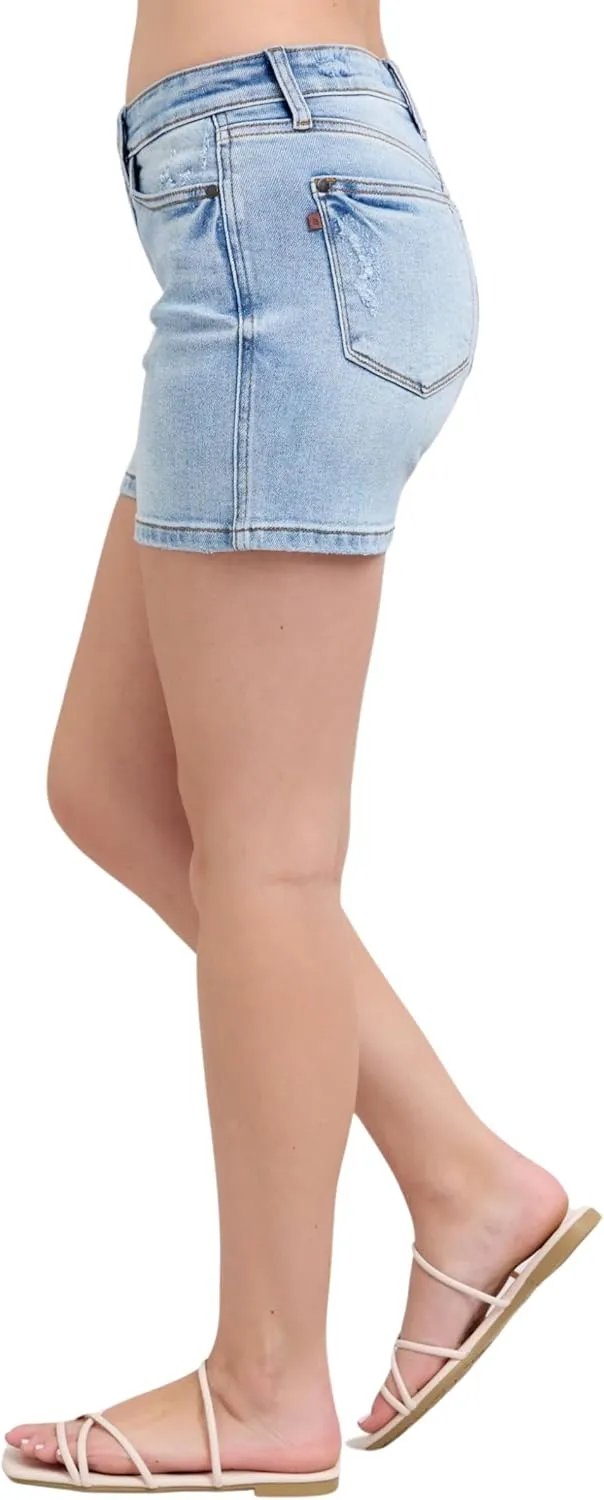 Judy Blue Mid Rise Vintage Wash Dad Shorts