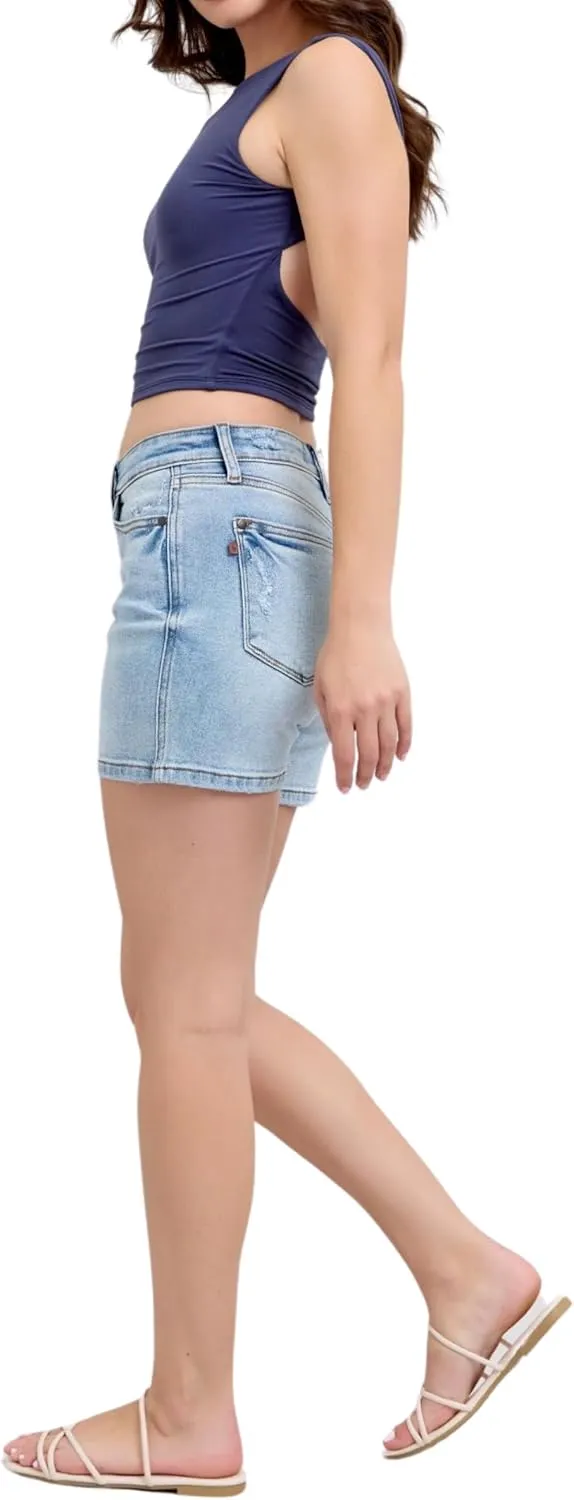 Judy Blue Mid Rise Vintage Wash Dad Shorts
