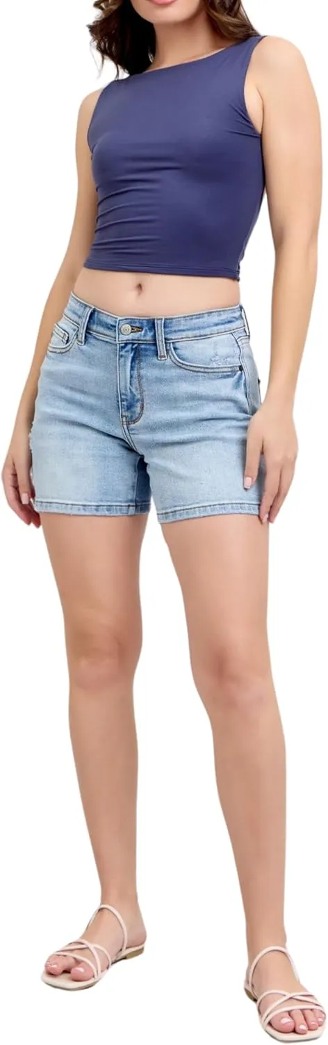 Judy Blue Mid Rise Vintage Wash Dad Shorts