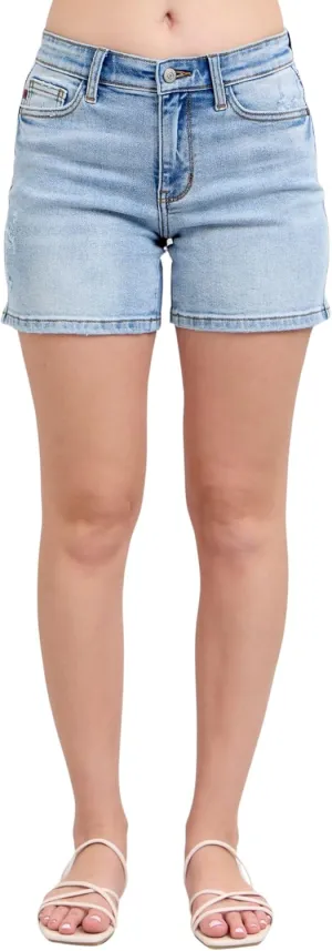 Judy Blue Mid Rise Vintage Wash Dad Shorts
