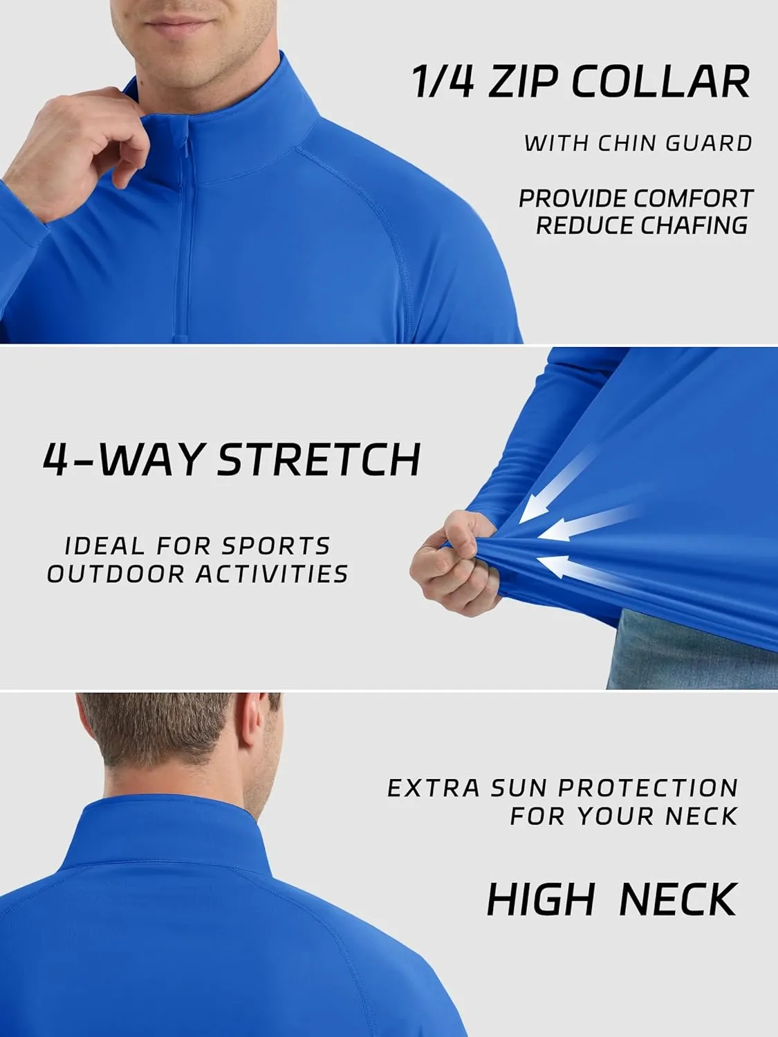 KEFITEVD Long Sleeve Shirts for Mens UPF 50  1/4 Zip Pullover Shirts Outdoor Cooling Athletic Shirt Swim Summer Rash Guard
