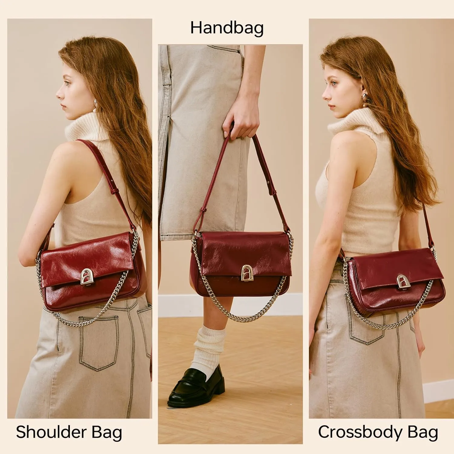 LA FESTIN Leather Crossbody Purse for Women Small Shoulder Bag with Adjustable Strap Trendy Designer Purses and Handbags